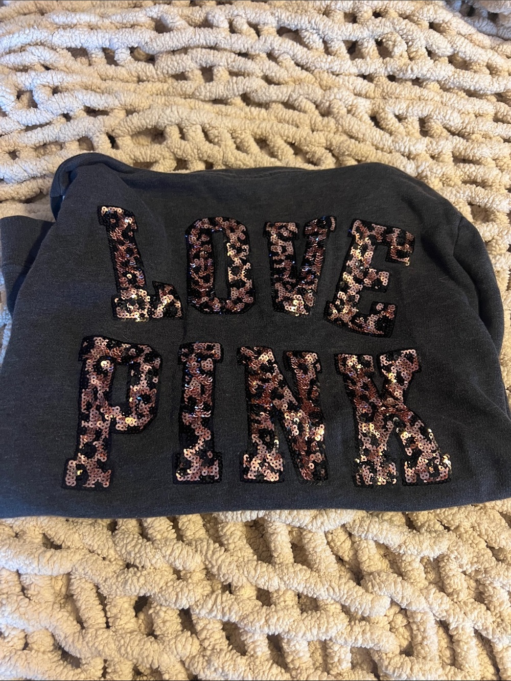 Rare Victoria secret cheetah campus half zip bling*